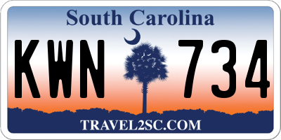 SC license plate KWN734