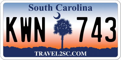 SC license plate KWN743