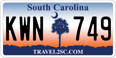 SC license plate KWN749