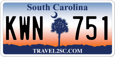 SC license plate KWN751