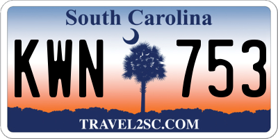 SC license plate KWN753