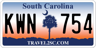 SC license plate KWN754