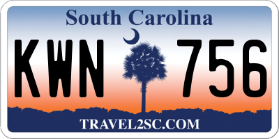 SC license plate KWN756