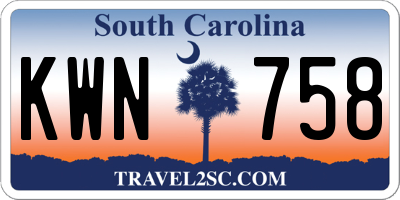SC license plate KWN758
