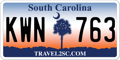 SC license plate KWN763