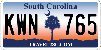 SC license plate KWN765