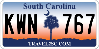SC license plate KWN767