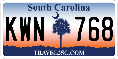 SC license plate KWN768