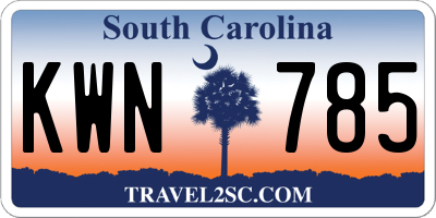 SC license plate KWN785