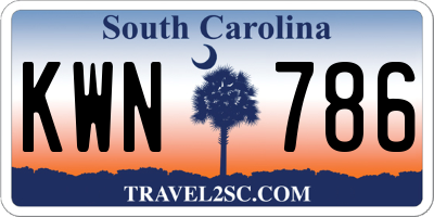 SC license plate KWN786