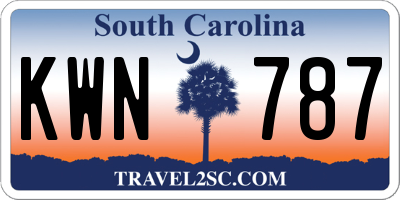 SC license plate KWN787