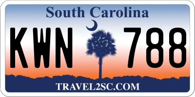 SC license plate KWN788
