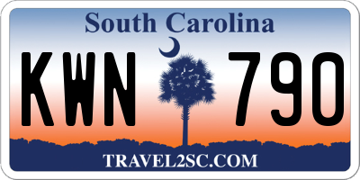 SC license plate KWN790