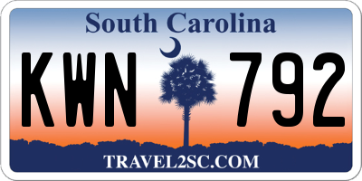 SC license plate KWN792