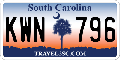 SC license plate KWN796