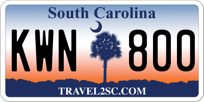 SC license plate KWN800