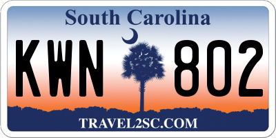 SC license plate KWN802