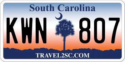SC license plate KWN807