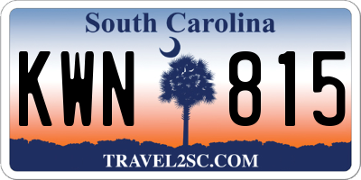 SC license plate KWN815