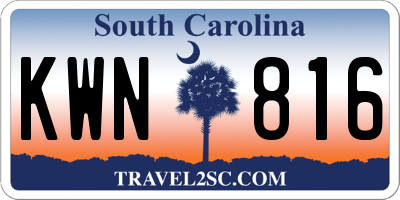 SC license plate KWN816