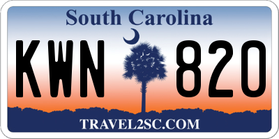 SC license plate KWN820