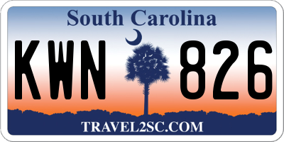 SC license plate KWN826