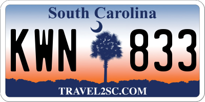 SC license plate KWN833