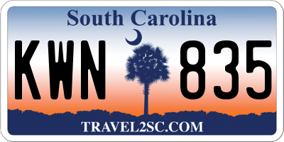 SC license plate KWN835
