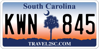 SC license plate KWN845