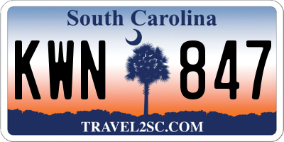 SC license plate KWN847