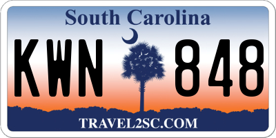 SC license plate KWN848