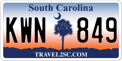 SC license plate KWN849