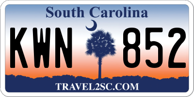 SC license plate KWN852
