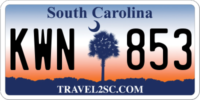 SC license plate KWN853