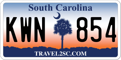 SC license plate KWN854