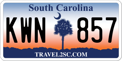 SC license plate KWN857