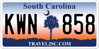 SC license plate KWN858