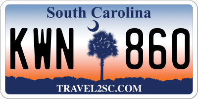 SC license plate KWN860
