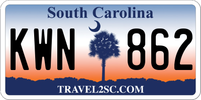 SC license plate KWN862