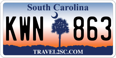 SC license plate KWN863