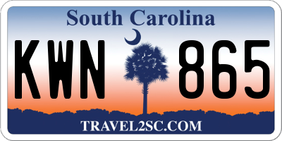 SC license plate KWN865