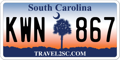 SC license plate KWN867