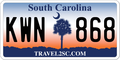 SC license plate KWN868