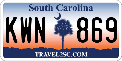 SC license plate KWN869