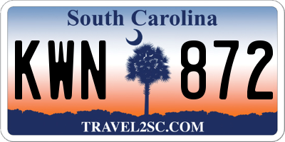SC license plate KWN872