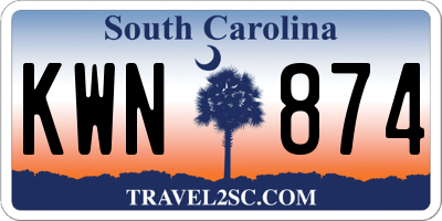 SC license plate KWN874