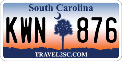 SC license plate KWN876