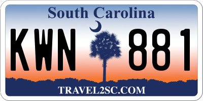 SC license plate KWN881