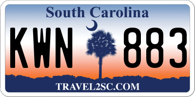 SC license plate KWN883