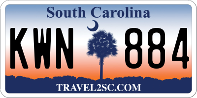 SC license plate KWN884